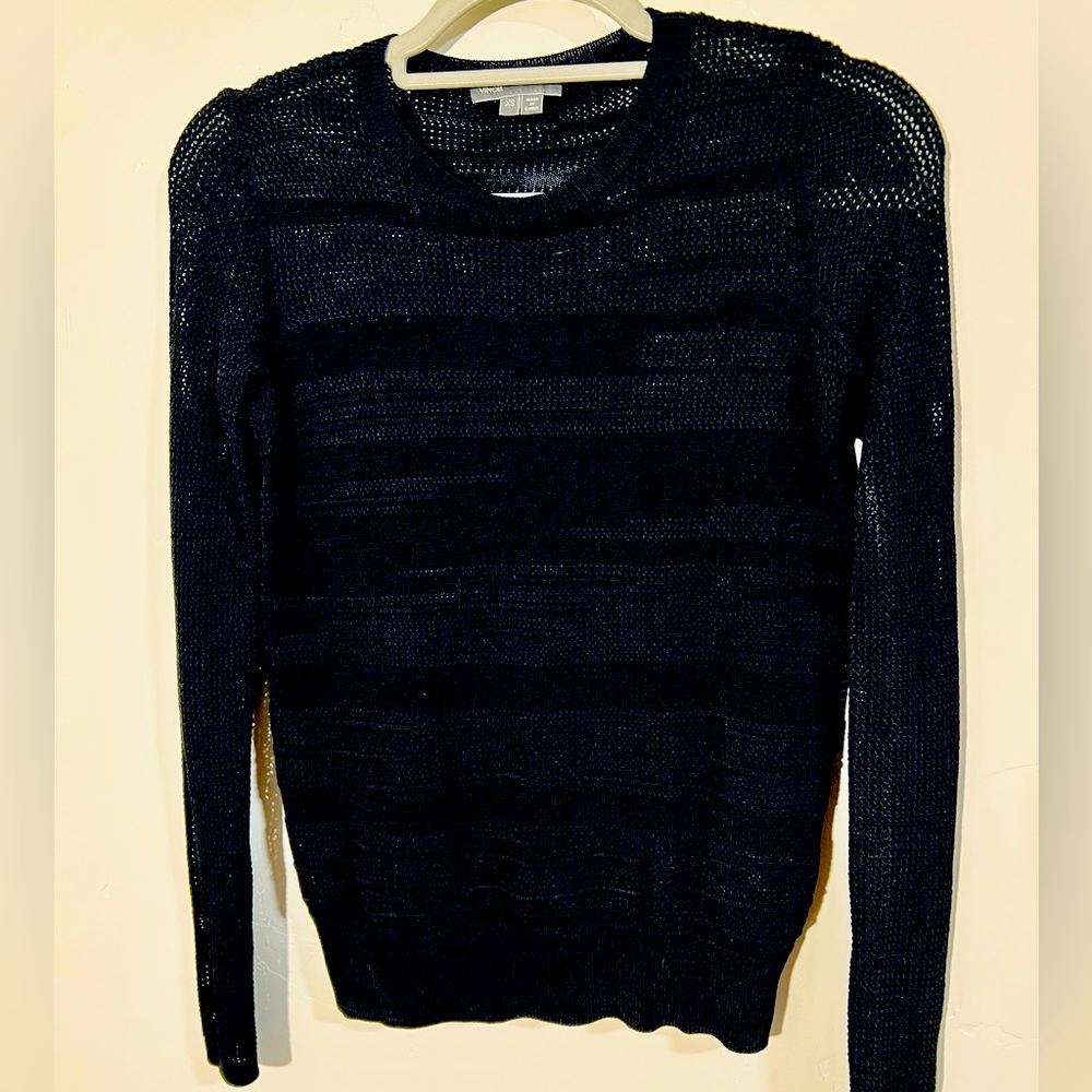 Vince crochet knit top - long sleeves, black XS